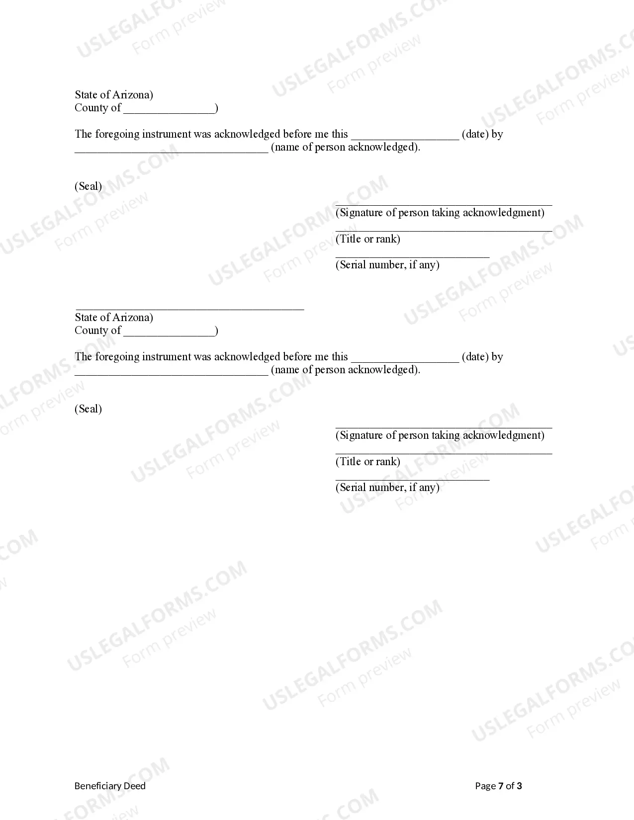 Preview Transfer on Death Deed or TOD - Beneficiary Deed for Husband and Wife to Two Individuals with Successor Beneficiaries.
