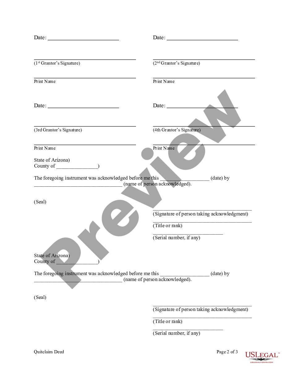 page 3 Quitclaim Deed - Four Individuals to One Individual preview