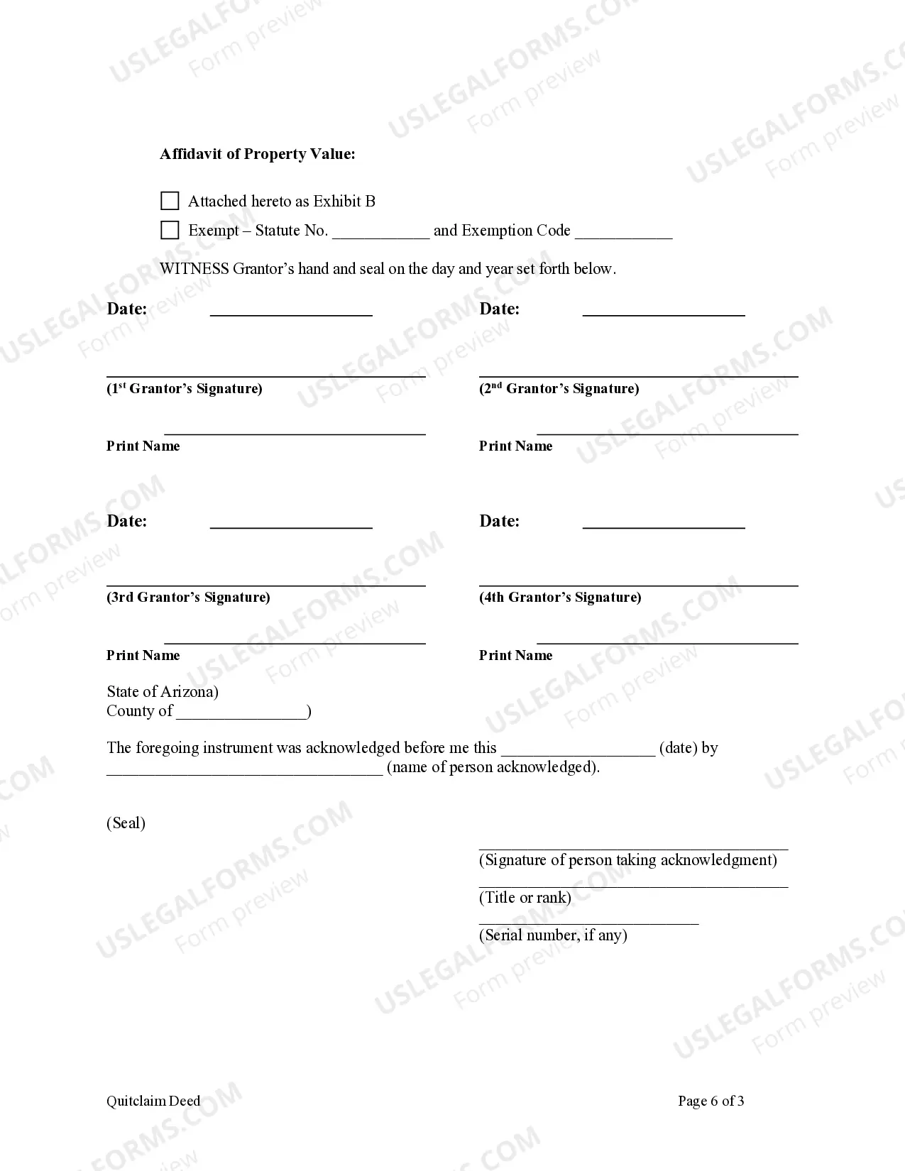 Preview Quitclaim Deed - Four Individuals to One Individual
