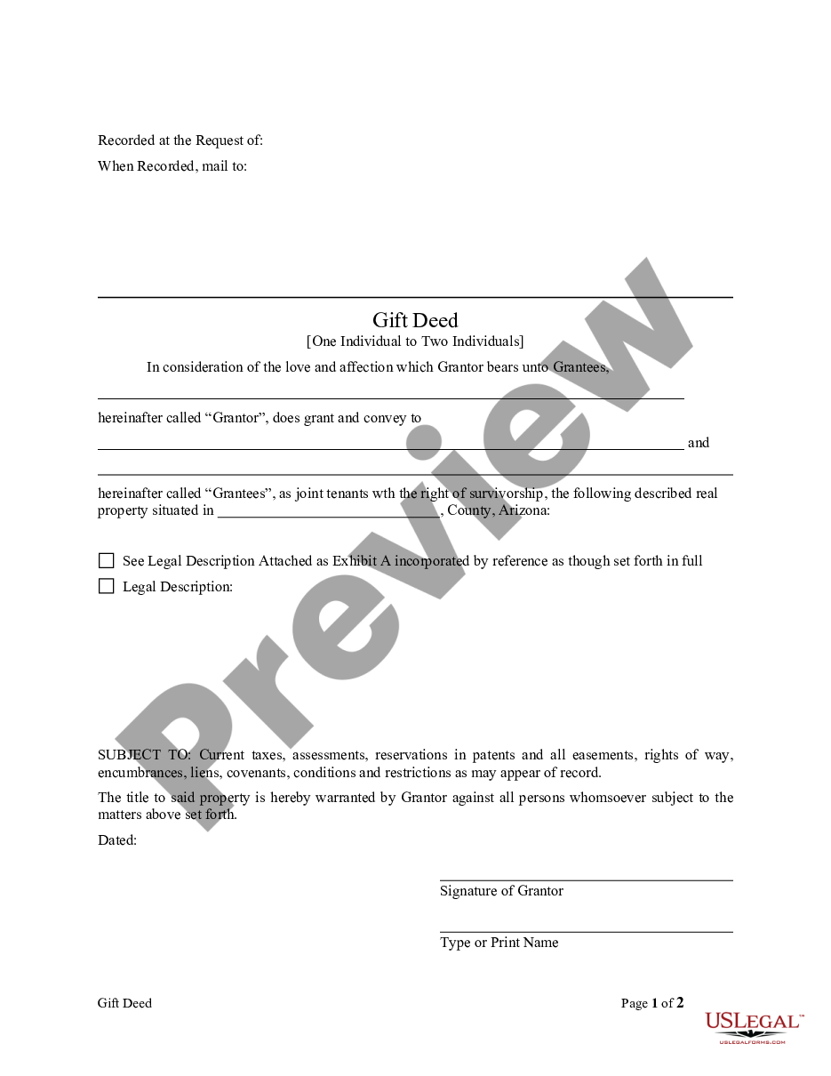 page 2 Gift Deed - One Individual to Two Individuals preview