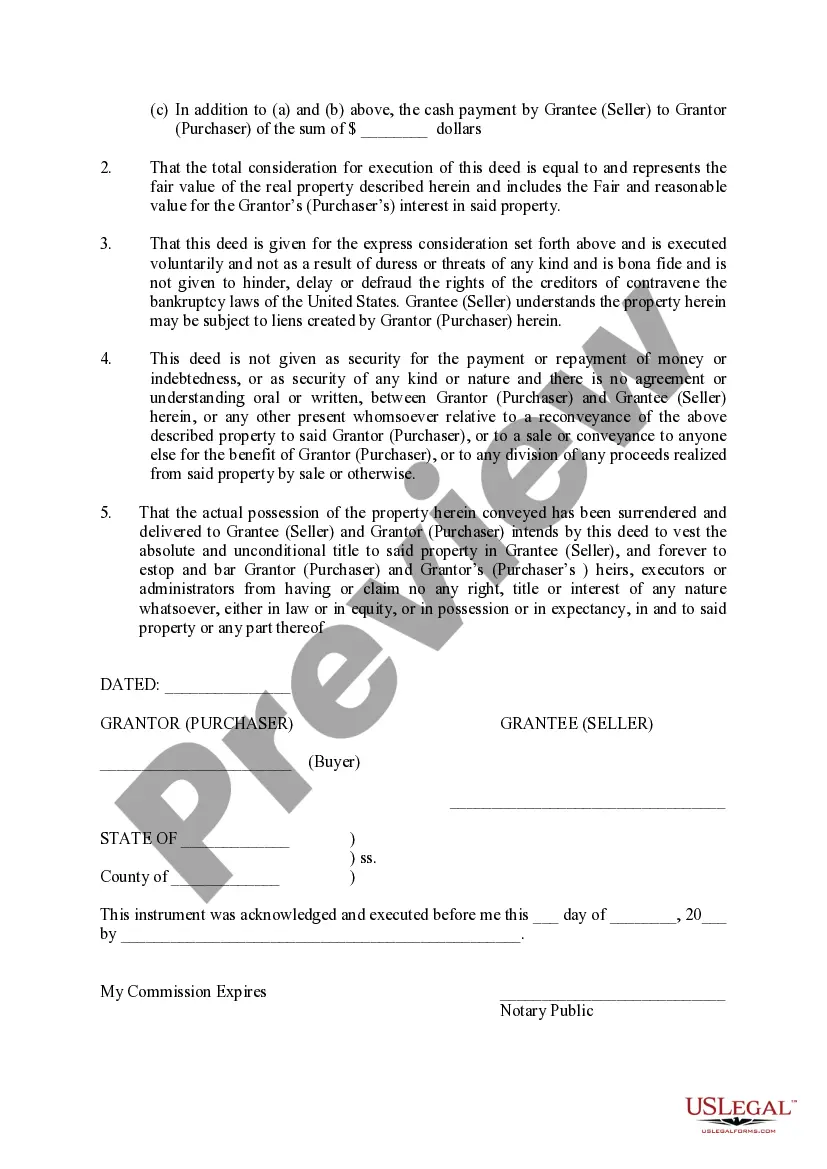 Preview Deed in Lieu of Forfeiture (Agreement)