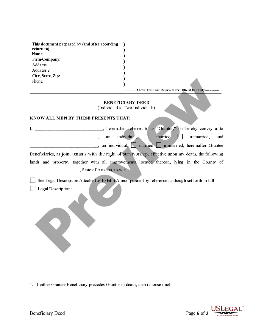 Preview Transfer on Death Deed or TOD - Beneficiary Deed - Individual to Two Individuals
