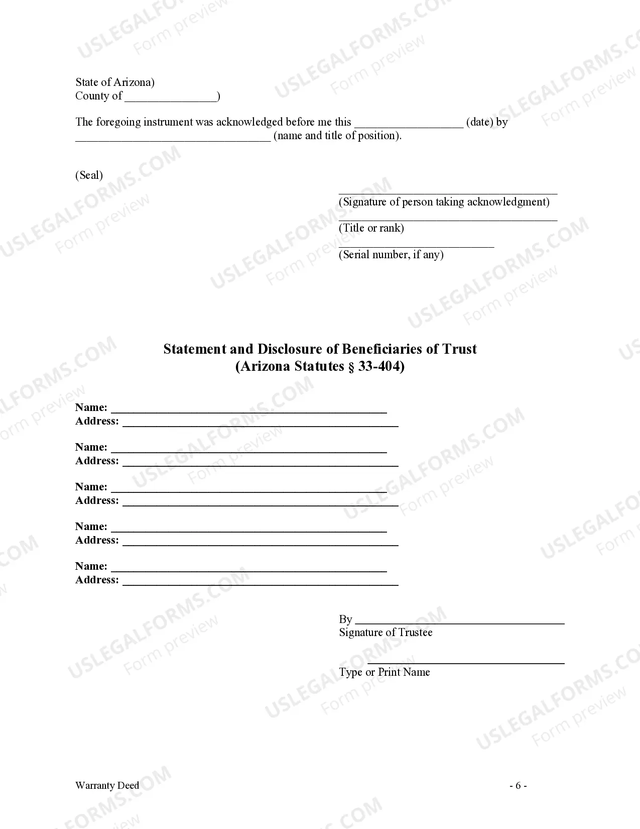 Preview Warranty Deed - Trustee to Three Individuals