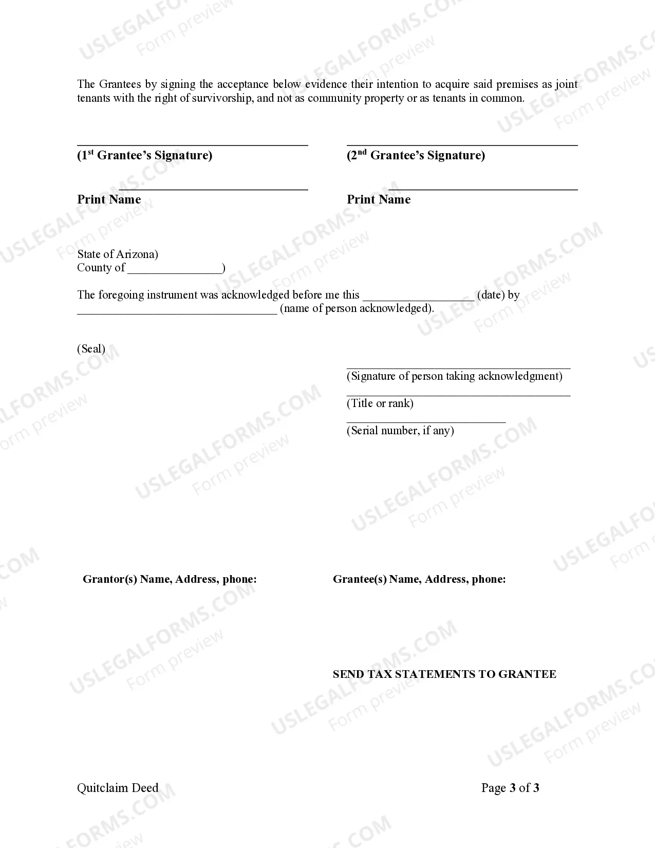Preview Quitclaim Deed from Individual to Two Individuals in Joint Tenancy