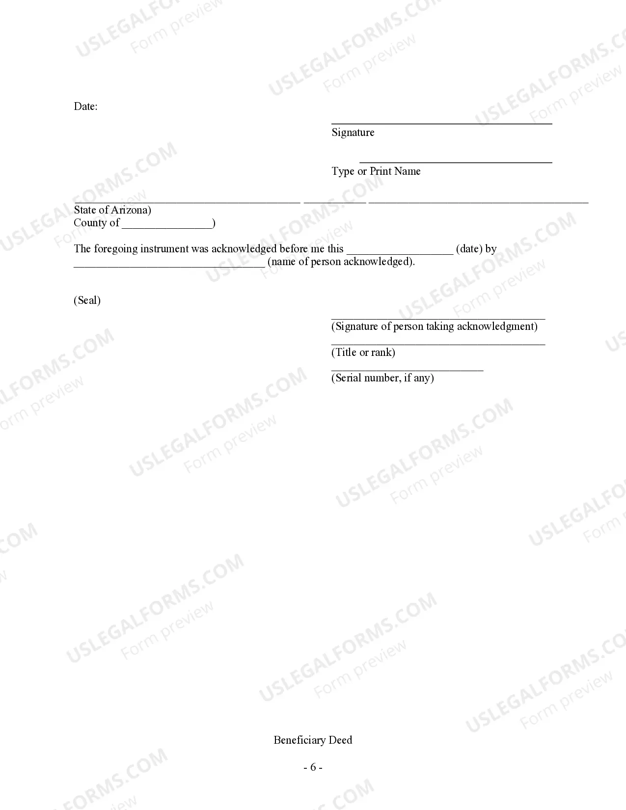 Preview Transfer on Death Deed or TOD - Beneficiary Deed for Individual to a Trust