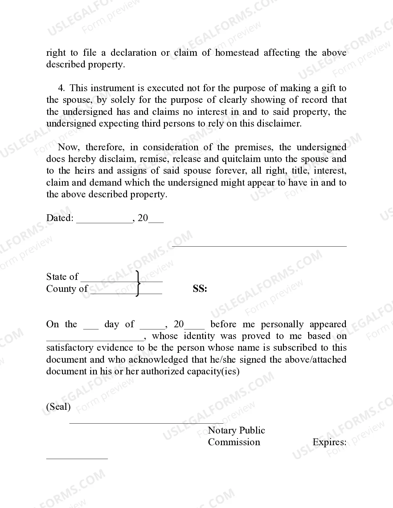 Preview Disclaimer Deed