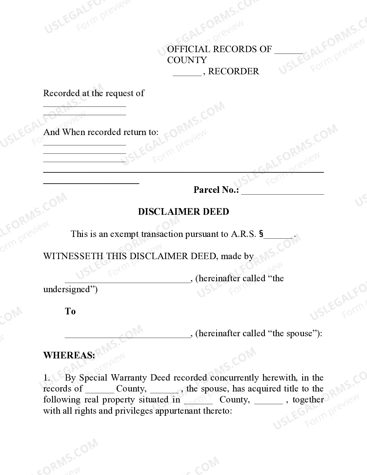 Preview Correction of Legal Description