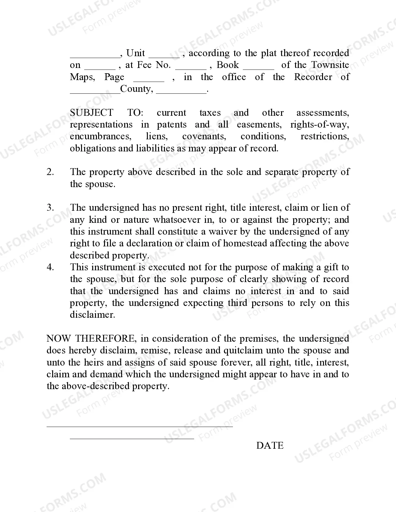 Preview Correction of Legal Description