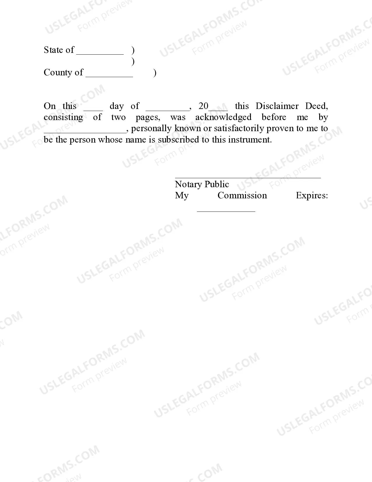 Preview Correction of Legal Description