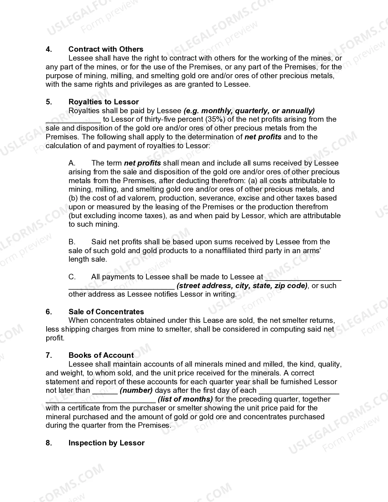 Preview Mineral Lease to Mine Gold