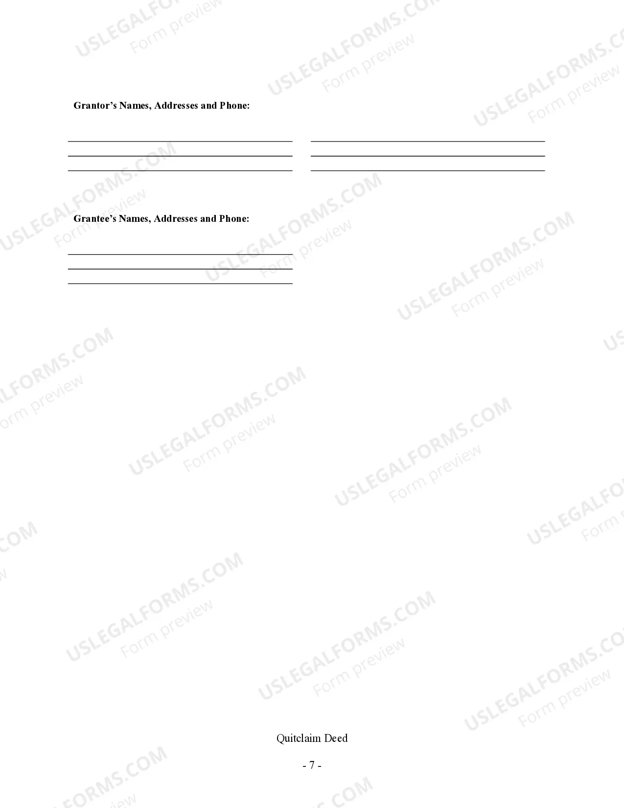 Preview Quitclaim Deed - Two Individuals to One Individual