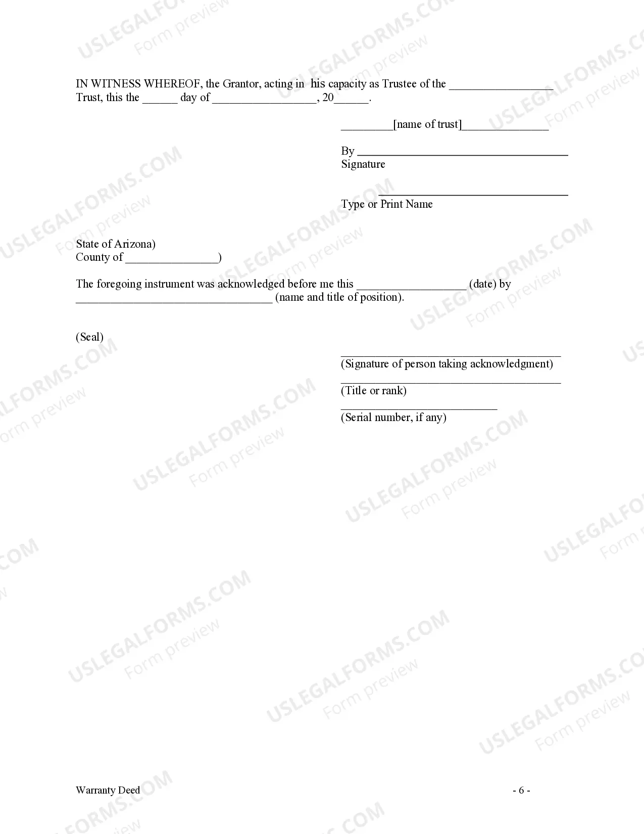 Preview Warranty Deed - Trust to Husband and Wife