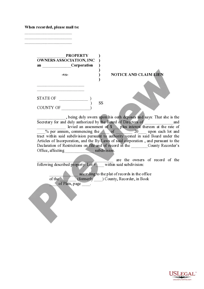 Preview HOA Demand Ledger Notice of Lien