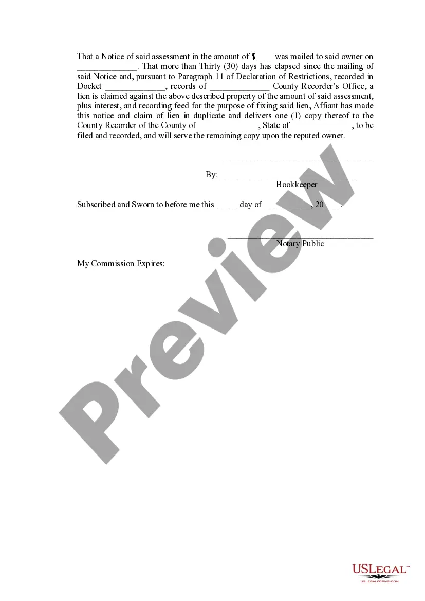 Preview HOA Demand Ledger Notice of Lien
