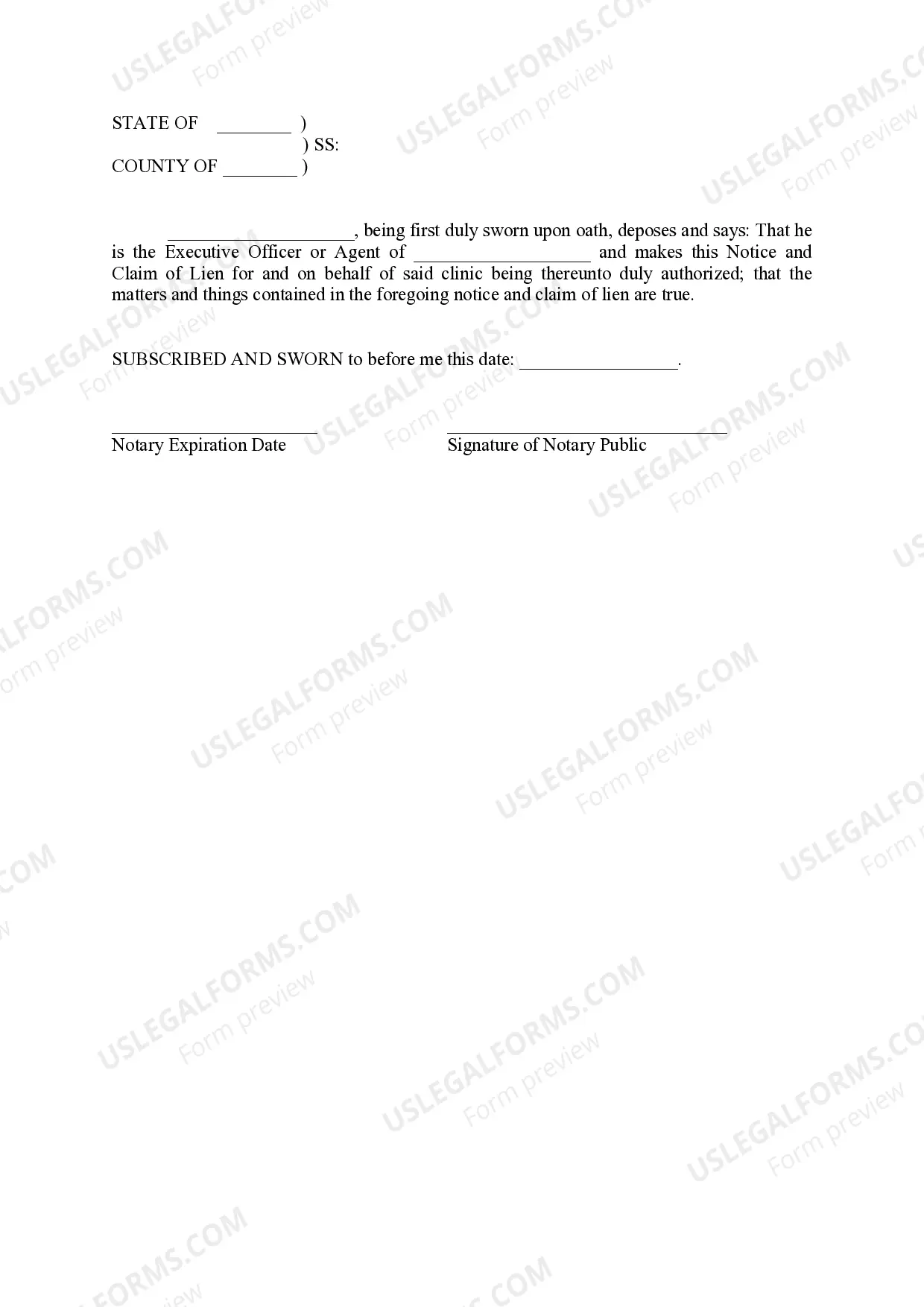 Preview Notice and Claim of Chiropractic Lien