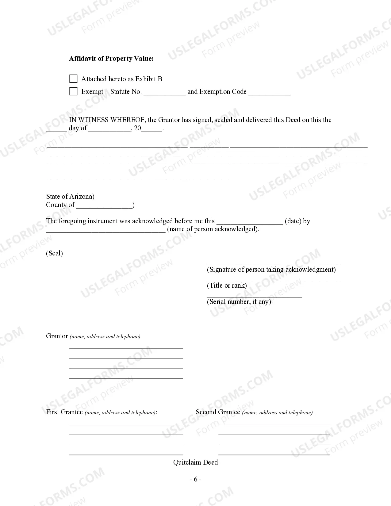 Preview Quitclaim Deed - One Individual Grantor to Four Individual Grantees