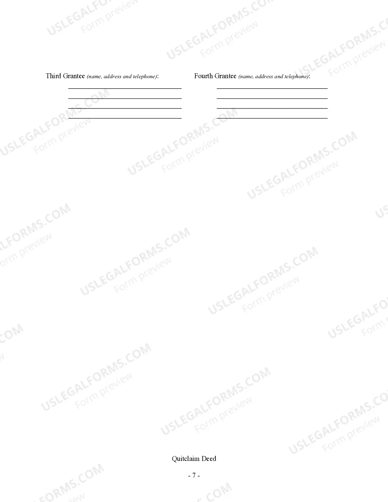 Preview Quitclaim Deed - One Individual Grantor to Four Individual Grantees