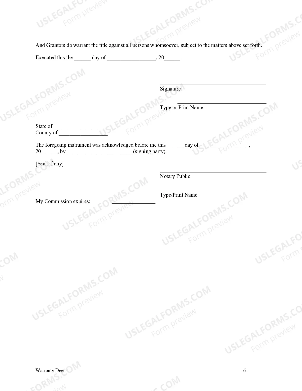Preview Warranty Deed from Individual to Individual with Reserved LIfe Estate