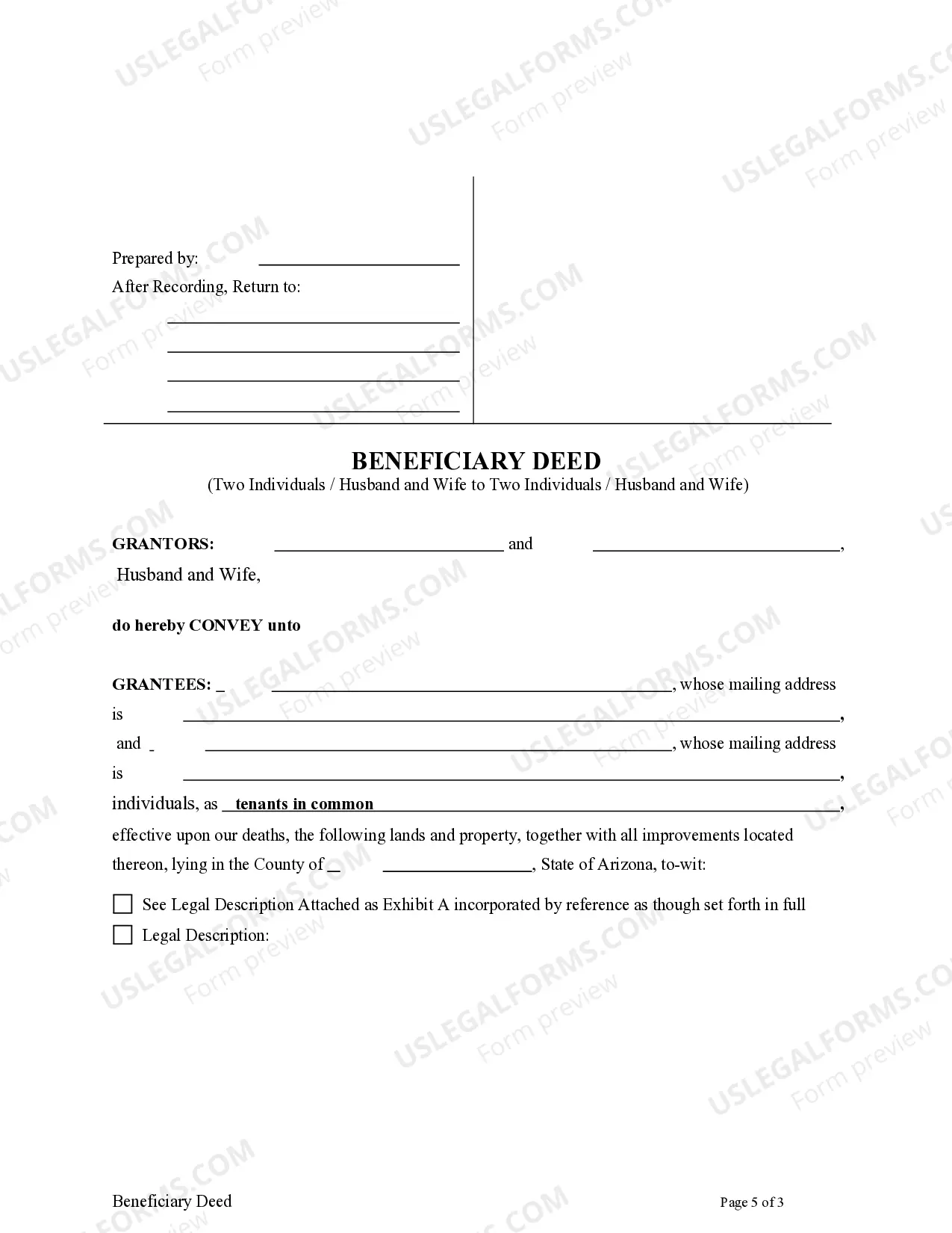 Preview Transfer on Death Deed or TOD - Beneficiary Deed for Two Individuals to Two Individuals