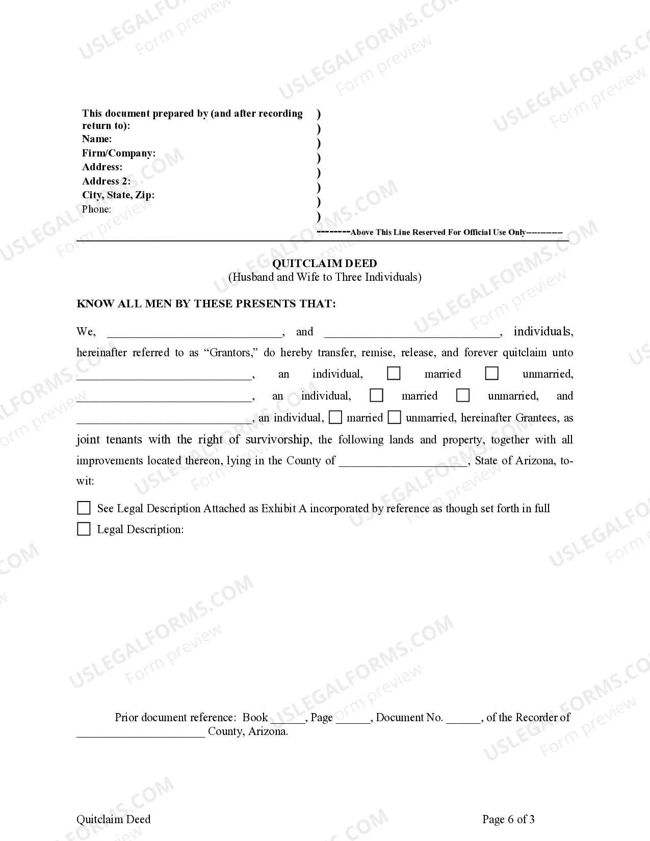 Preview Quitclaim Deed - Husband and Wife, or Two Individuals, to Three Individuals