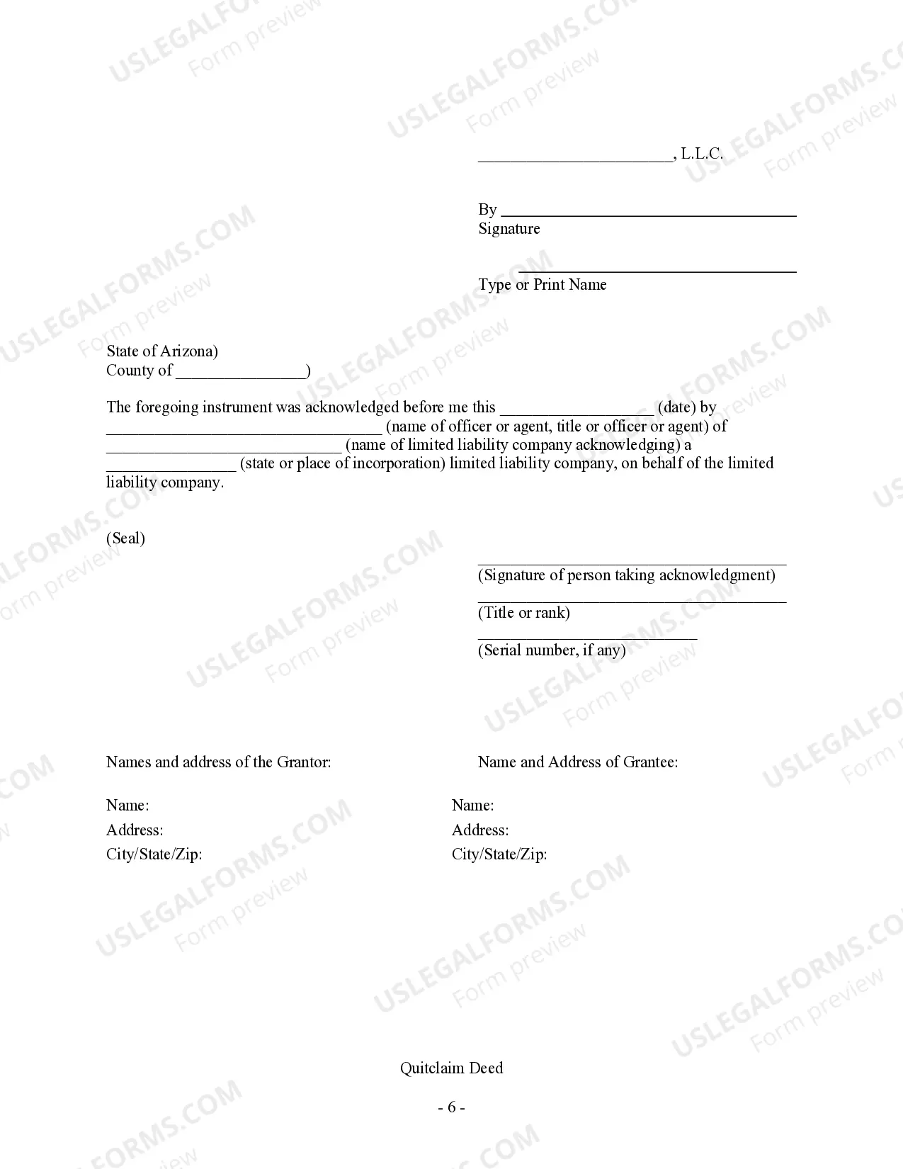 Preview Quitclaim Deed - Limited Liability Company to Limited Liability Company