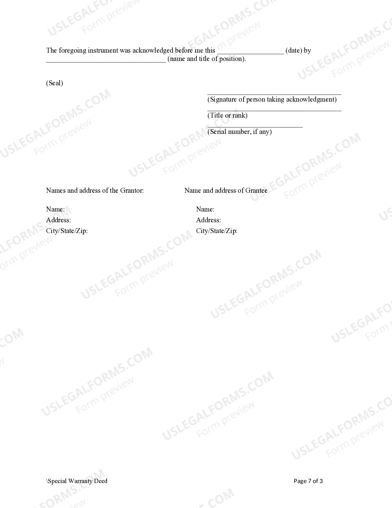 Preview Warranty Deed - Trust to a Limited Liability Company