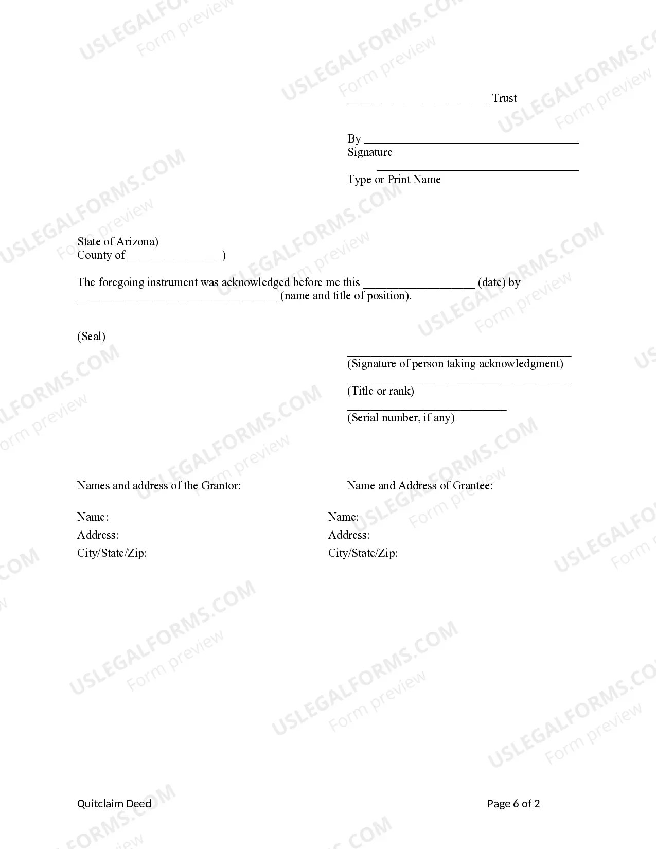 Preview Quitclaim Deed - Trust to Limited Liability Company