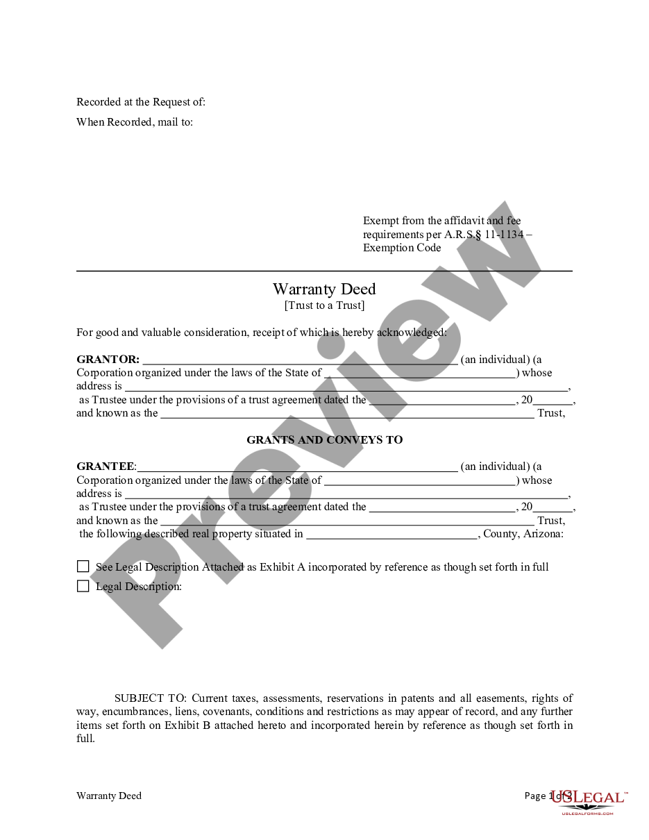 page 3 Warranty Deed from a Trust to a Trust preview