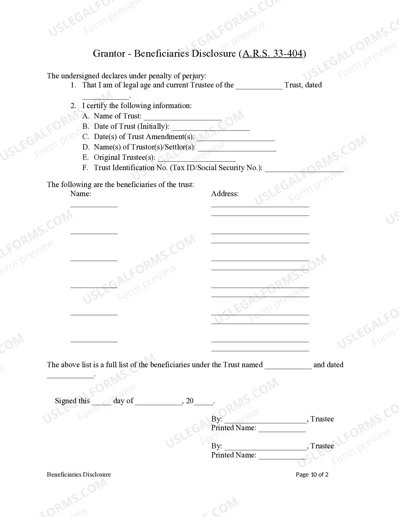 Preview Warranty Deed from a Trust to a Trust