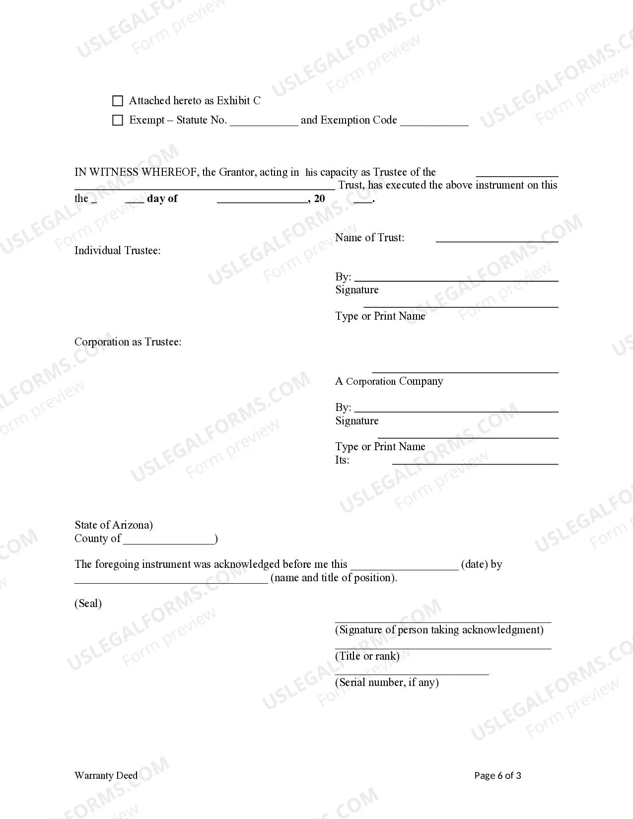 Preview Warranty Deed from a Trust to a Trust