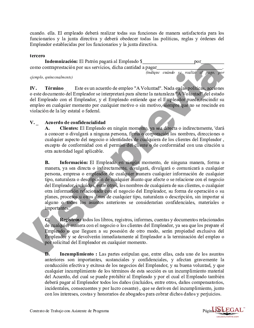 Preview Acuerdo Laboral con Asistente de Programa