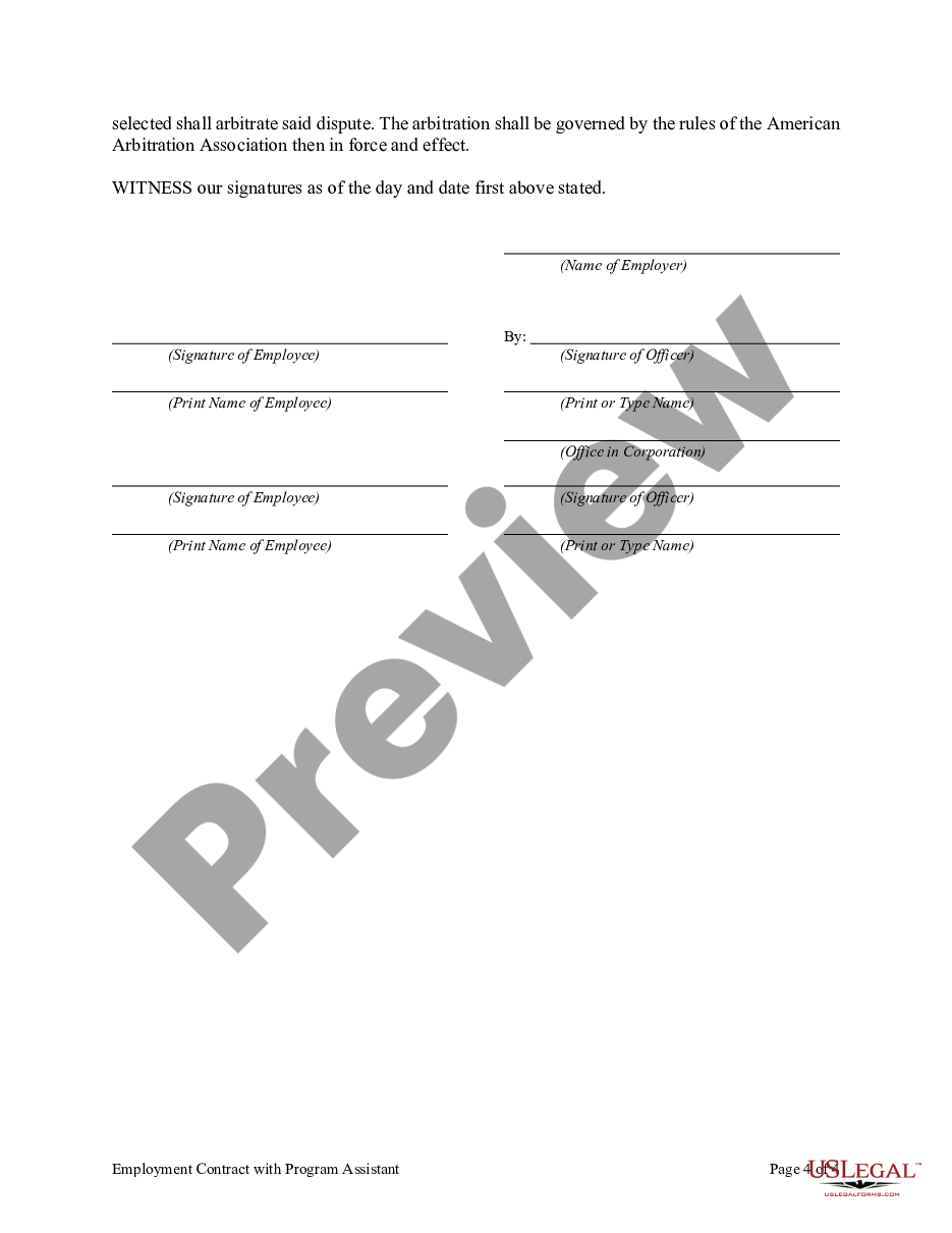page 3 Employment Agreement with Program Assistant preview