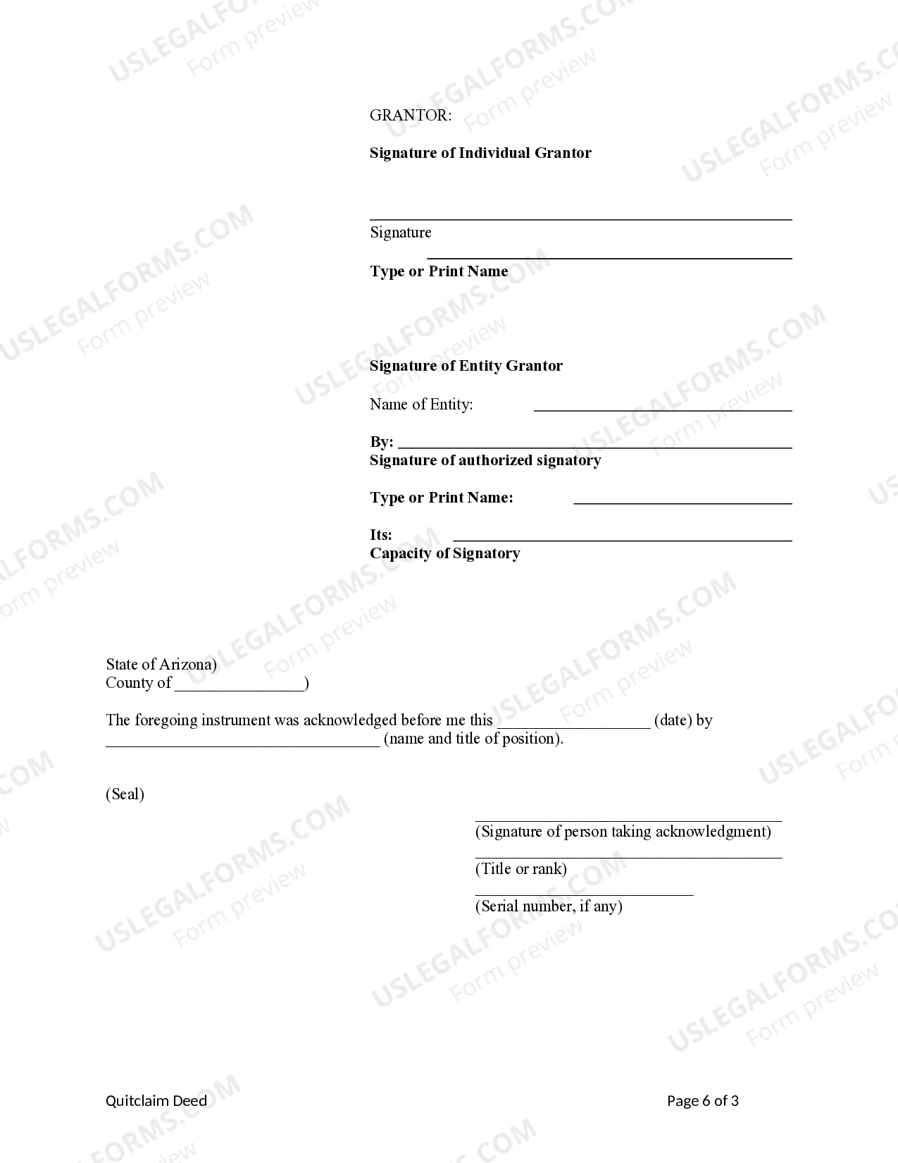 Preview Quitclaim Deed from Trust to Trust