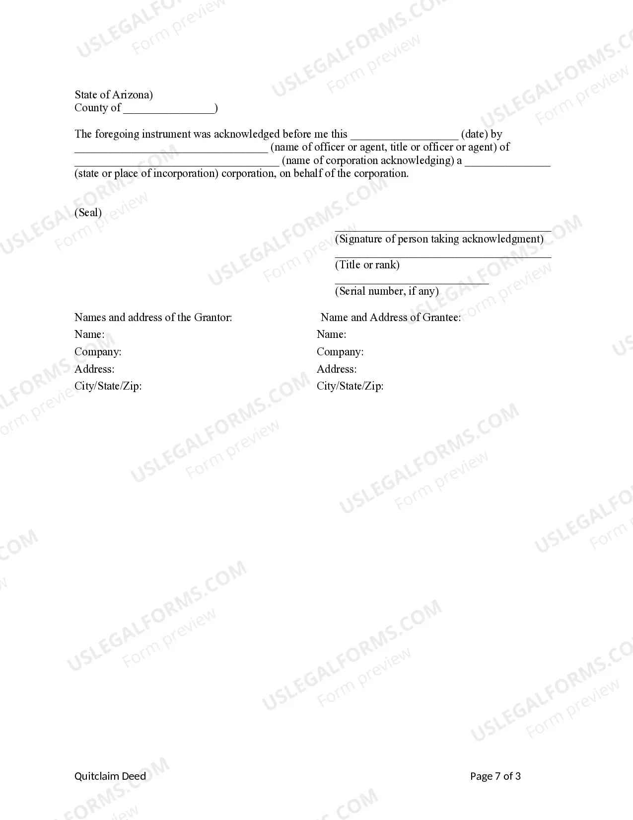 Preview Quitclaim Deed from Trust to Trust