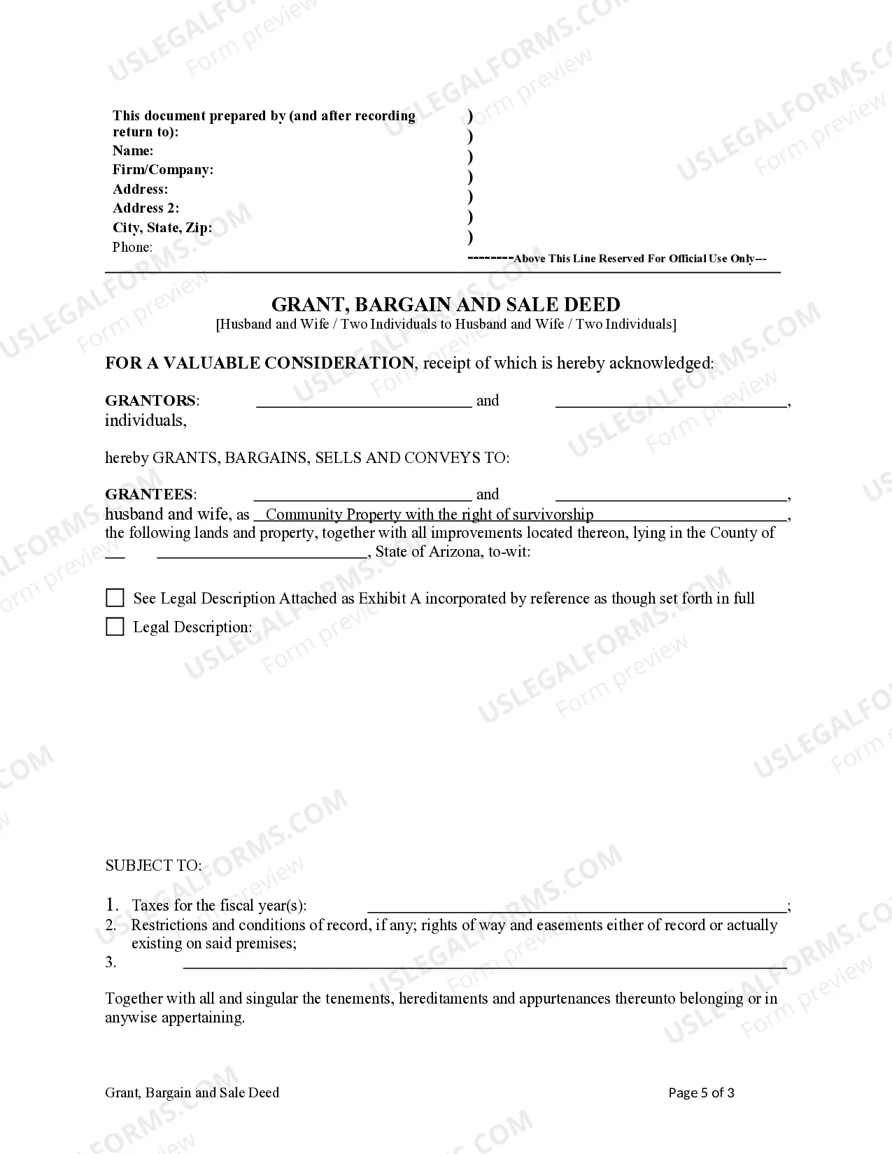 Preview Grant, Bargain and Sale Deed