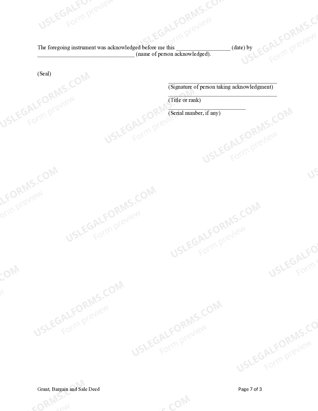 Preview Grant, Bargain and Sale Deed