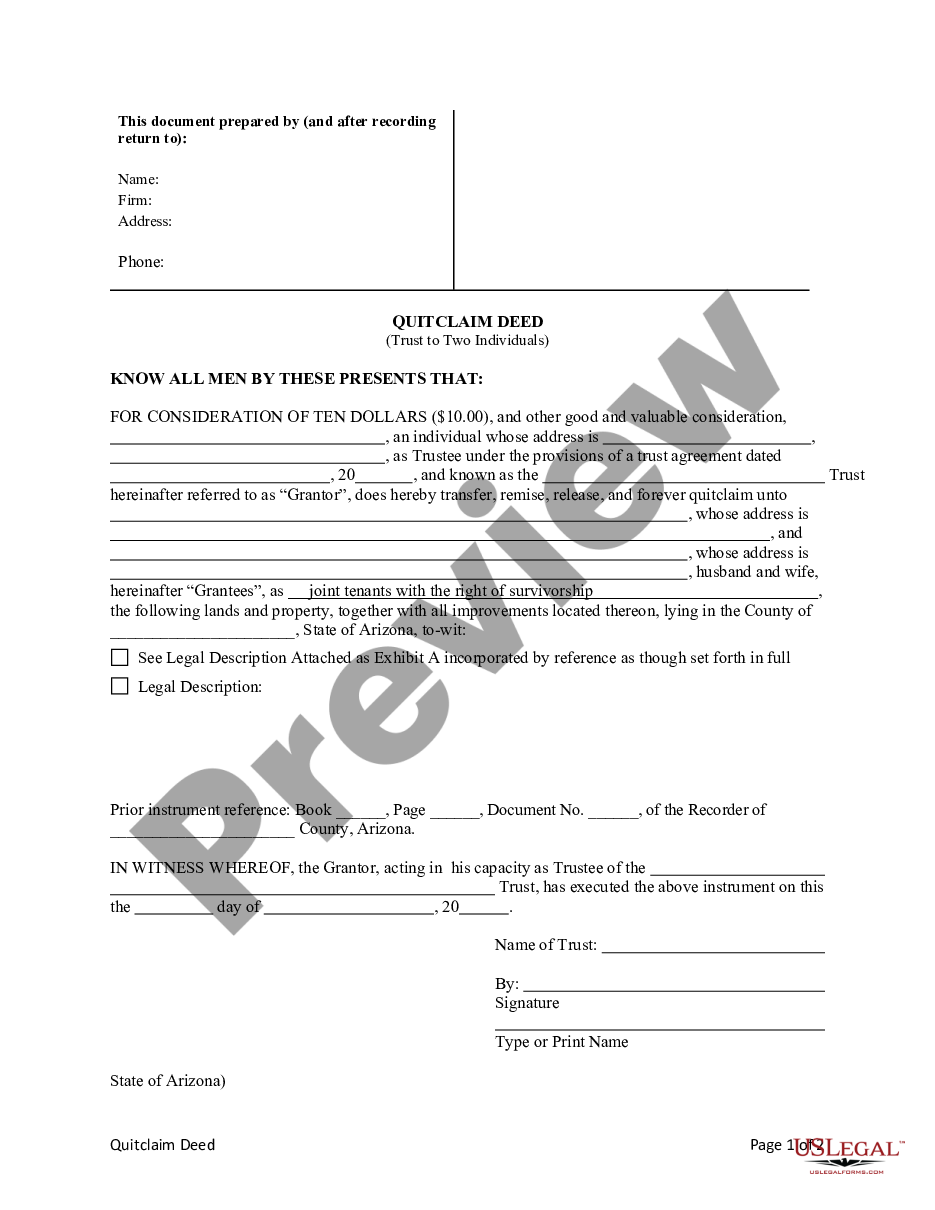 page 3 Quitclaim Deed - Trust to Two Individuals preview