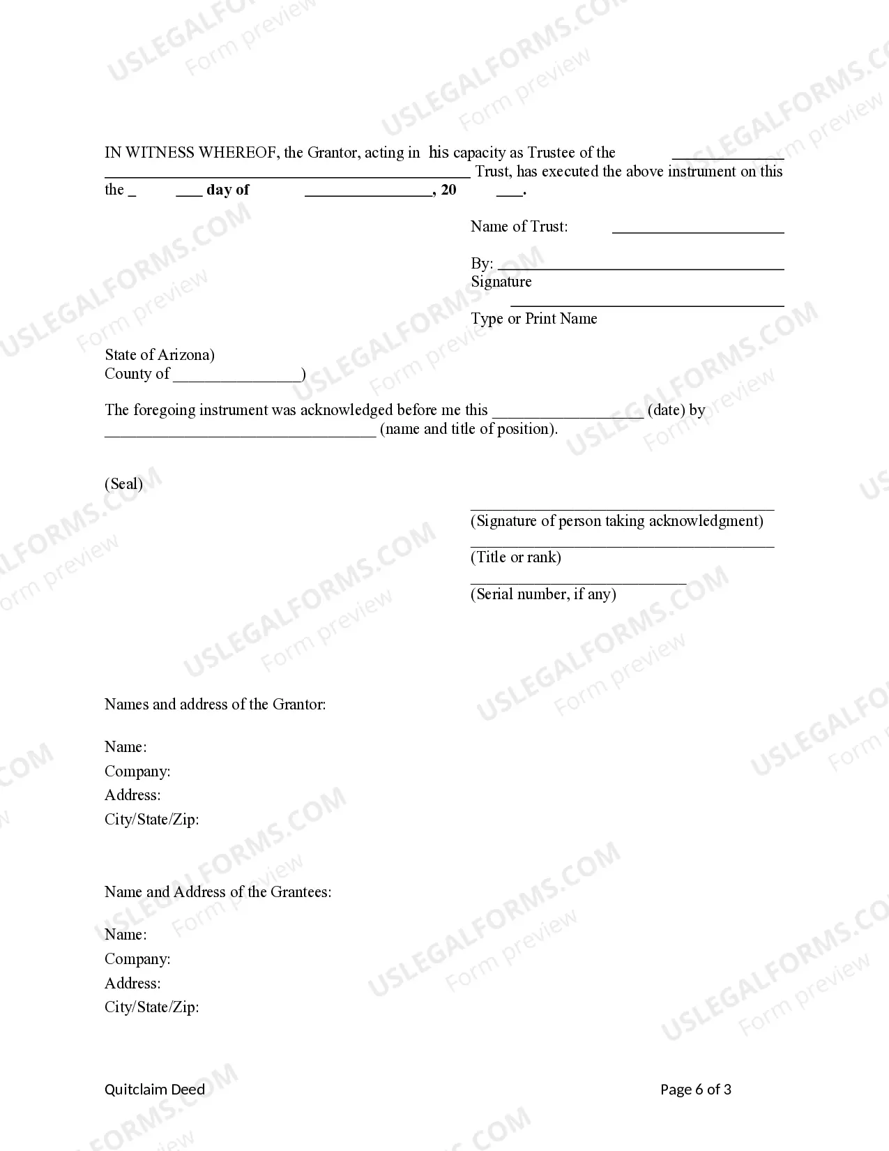Preview Quitclaim Deed - Trust to Two Individuals