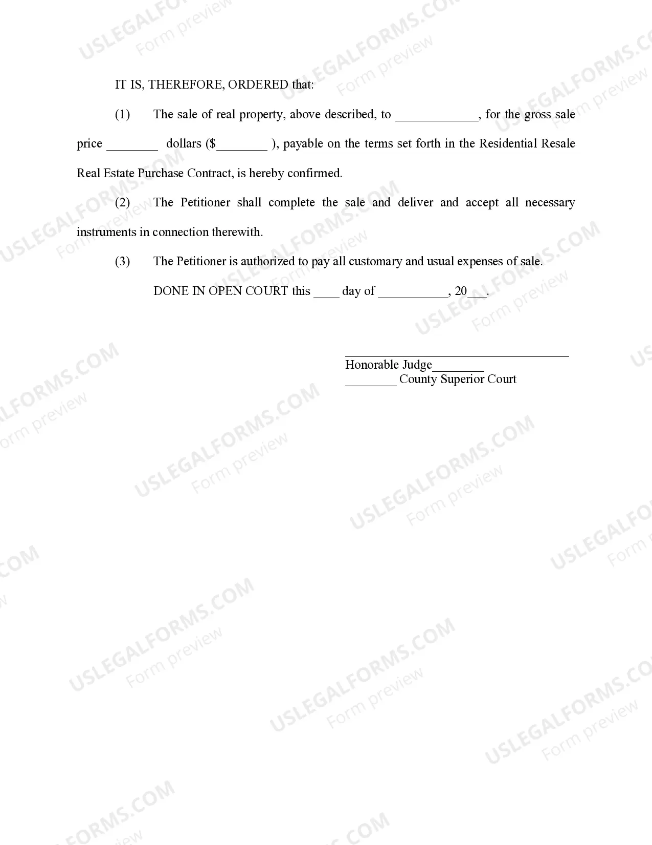 Preview Order Confirming Sale