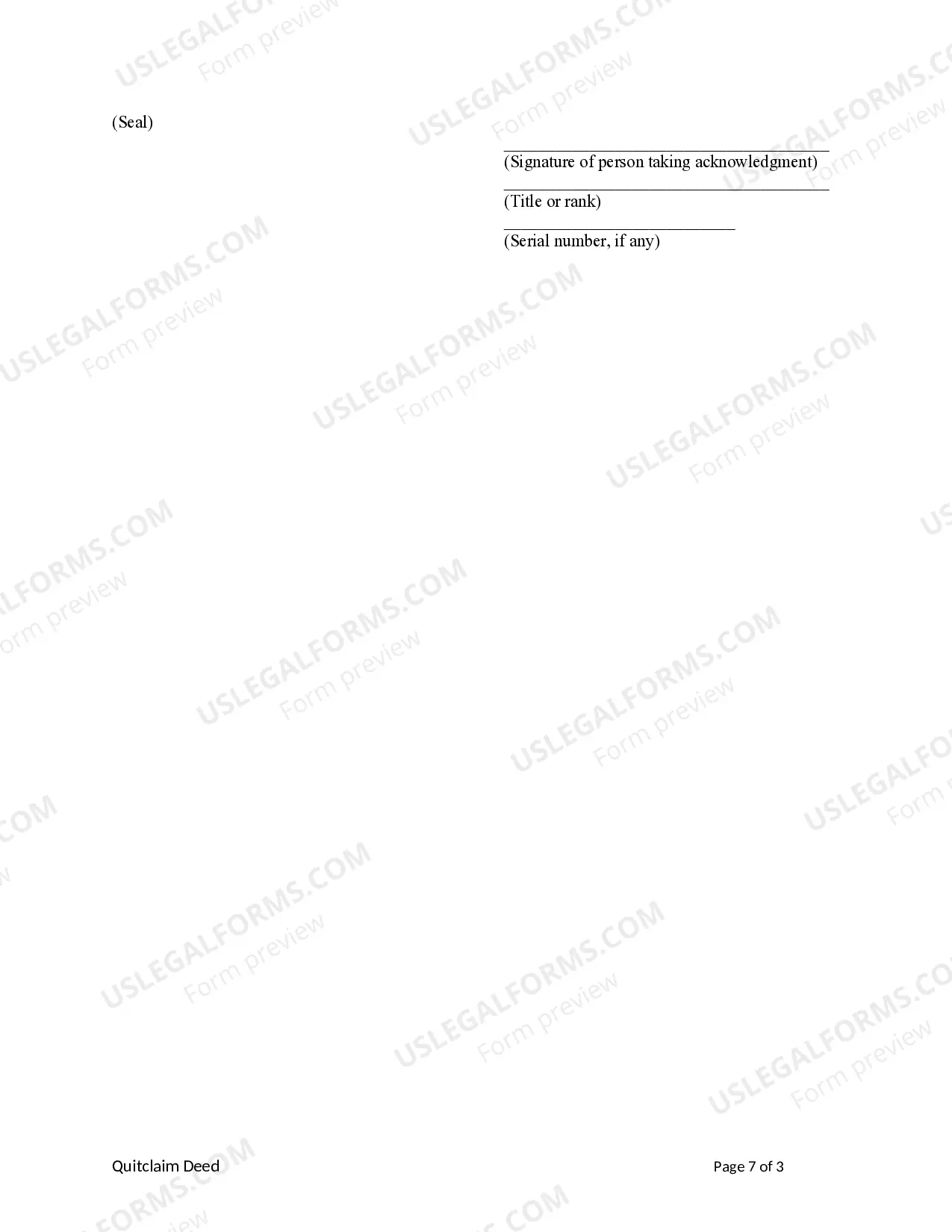 Preview Quitclaim Deed from two individual Grantors to three individual Grantees