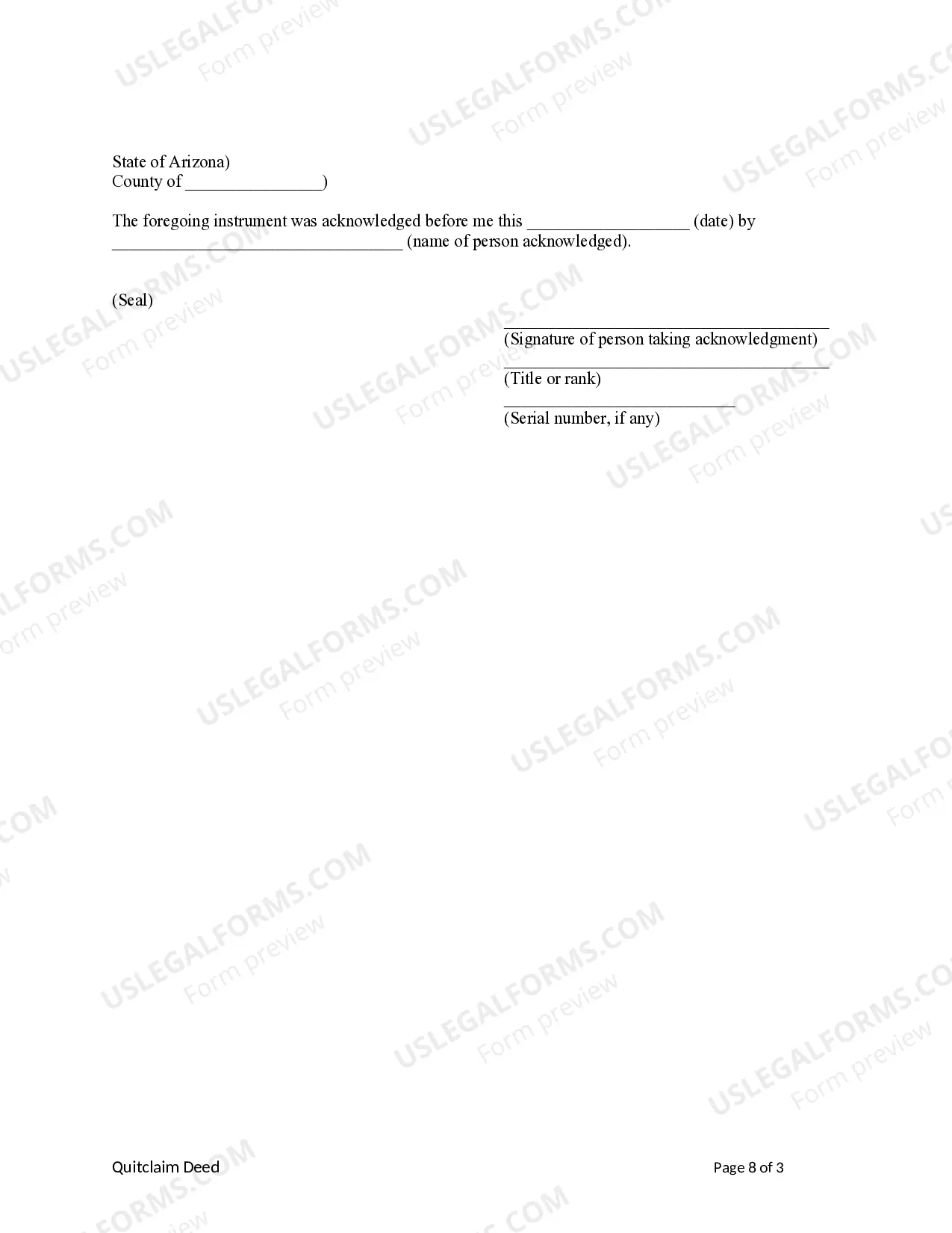 Preview Quitclaim Deed - Husband and Wife, or Two Individuals to Two Individuals