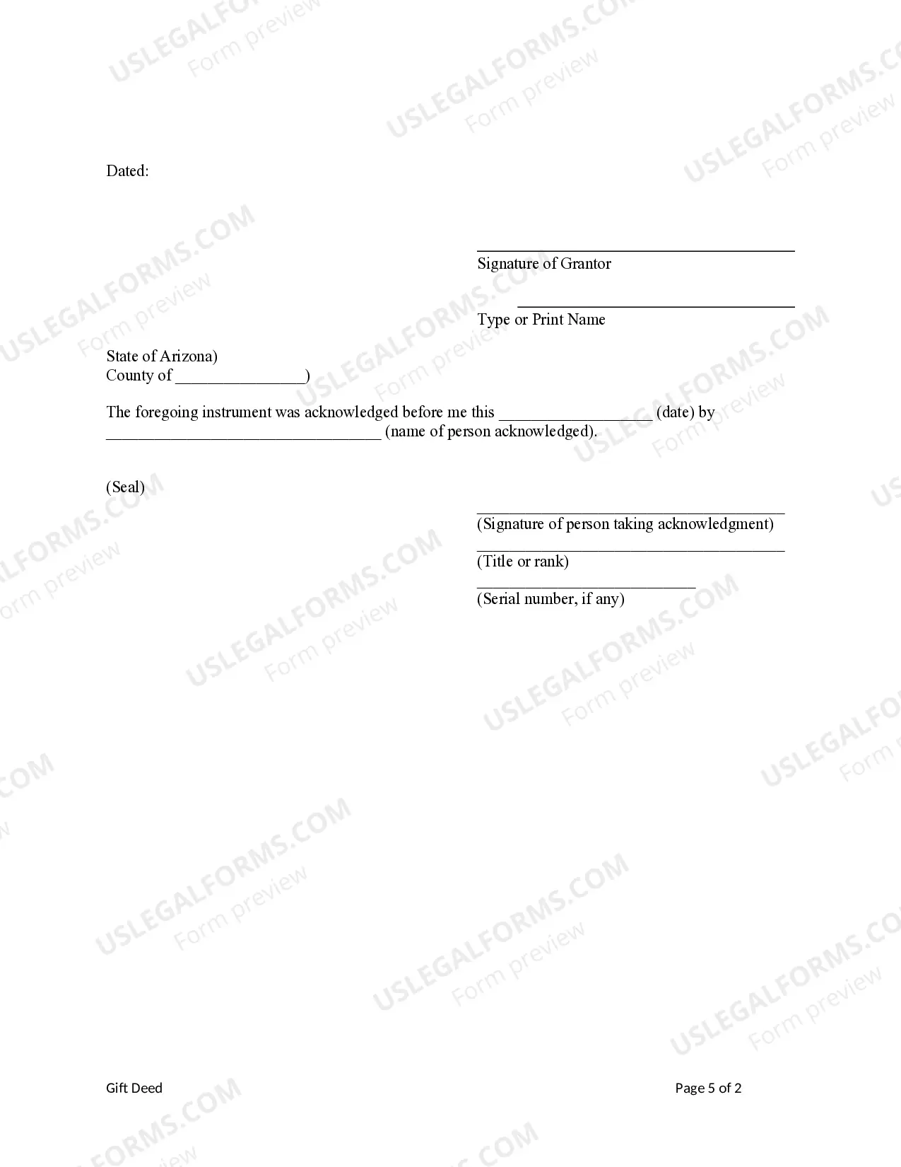 Preview Gift Deed from an Individual to an Individual