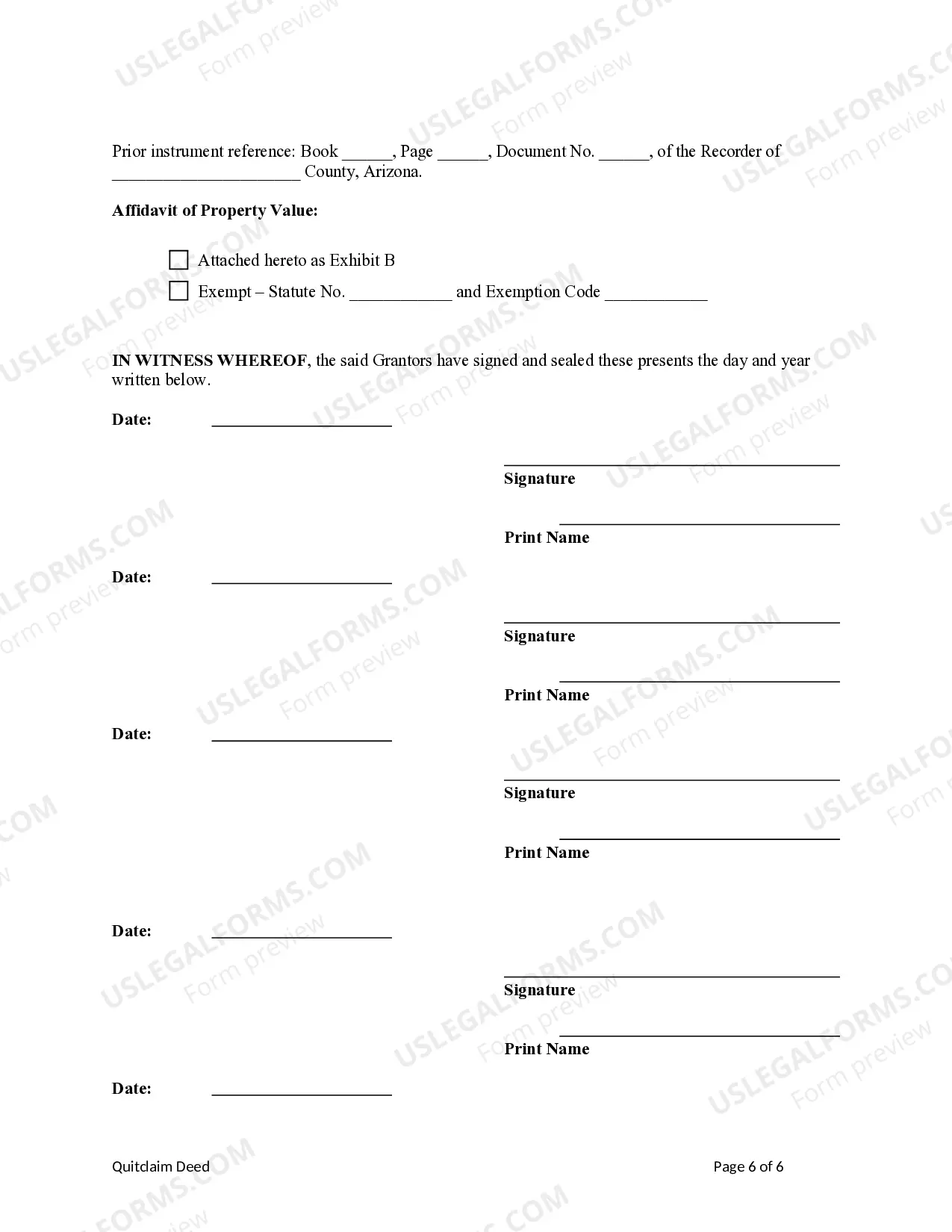 Preview Quitclaim Deed from Eight Individuals to Two Individuals