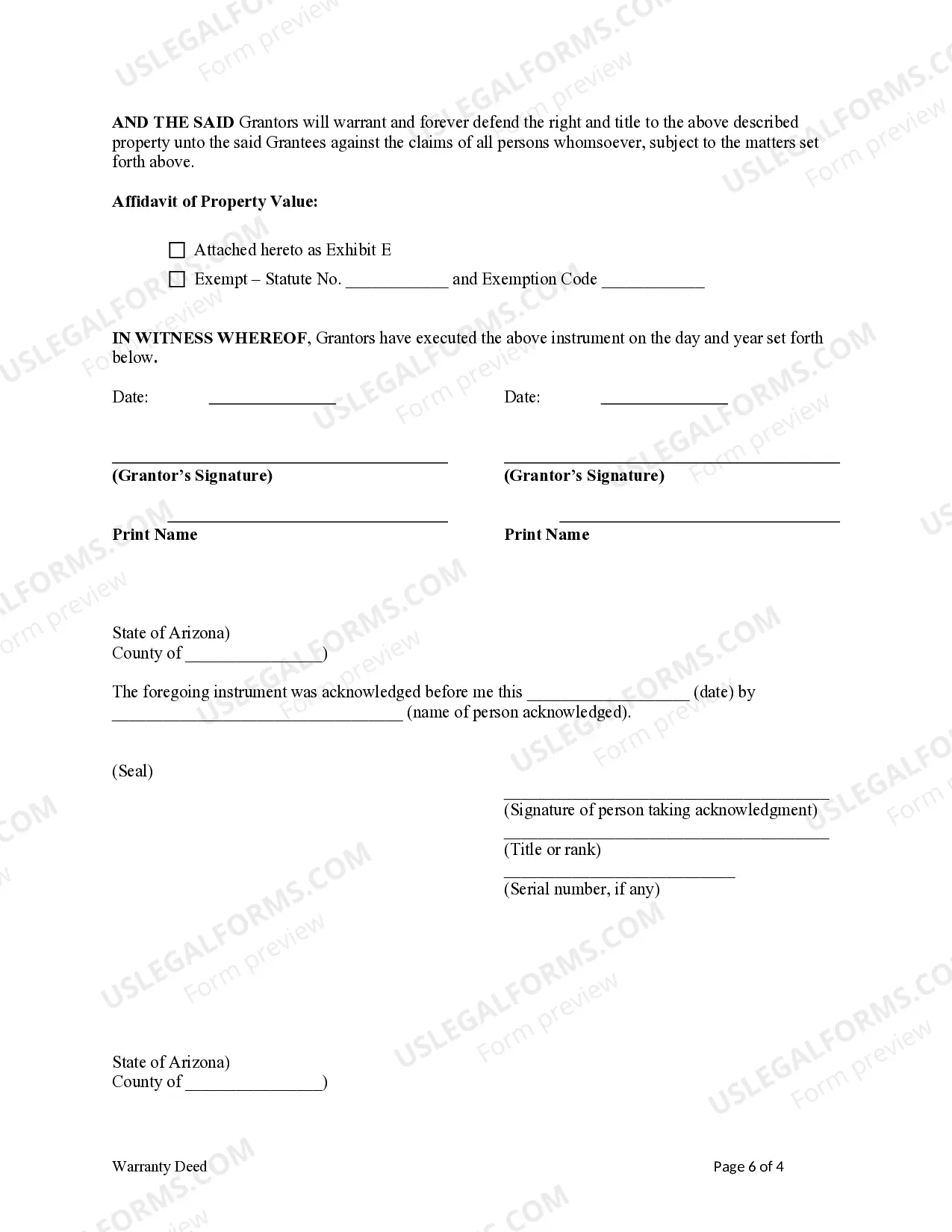 Preview Warranty Deed from Two Individuals / Husband and Wife to Two Trusts