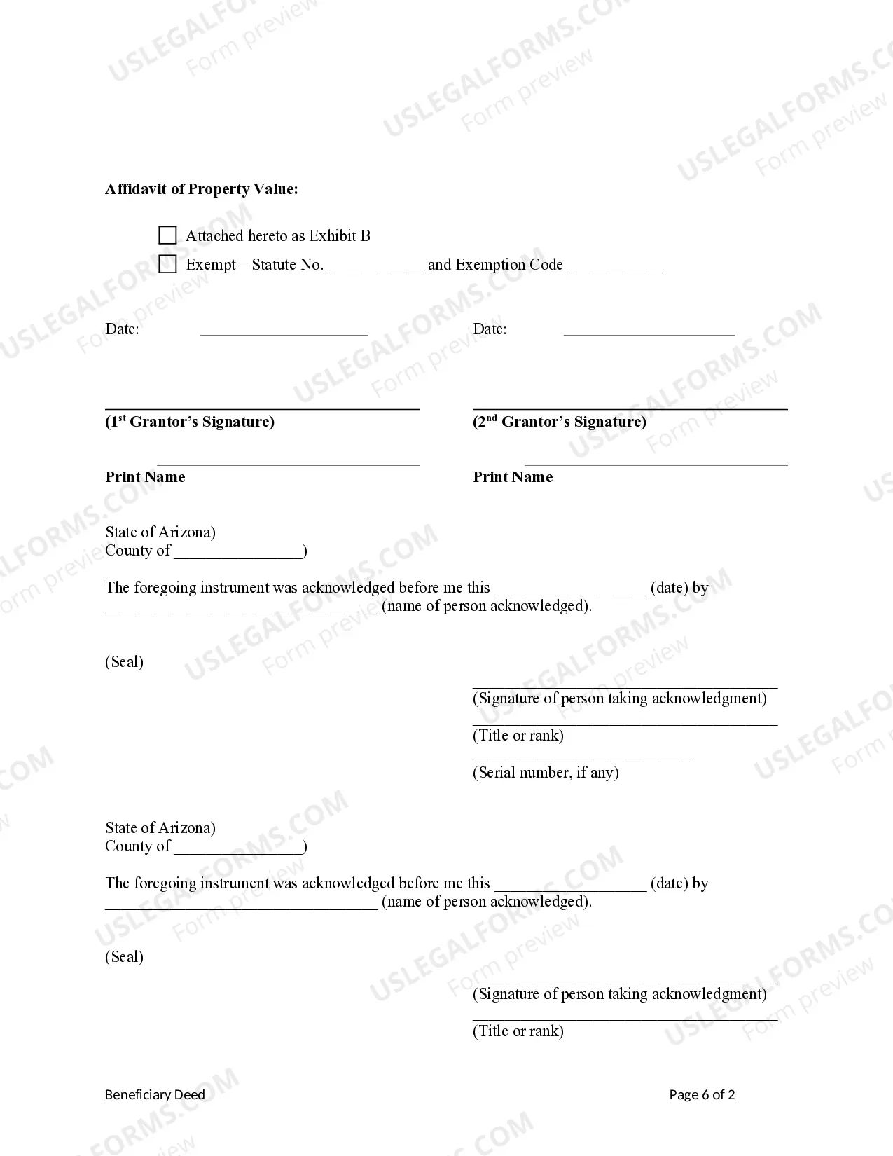 Preview Beneficiary Deed from Husband and Wife to Trust