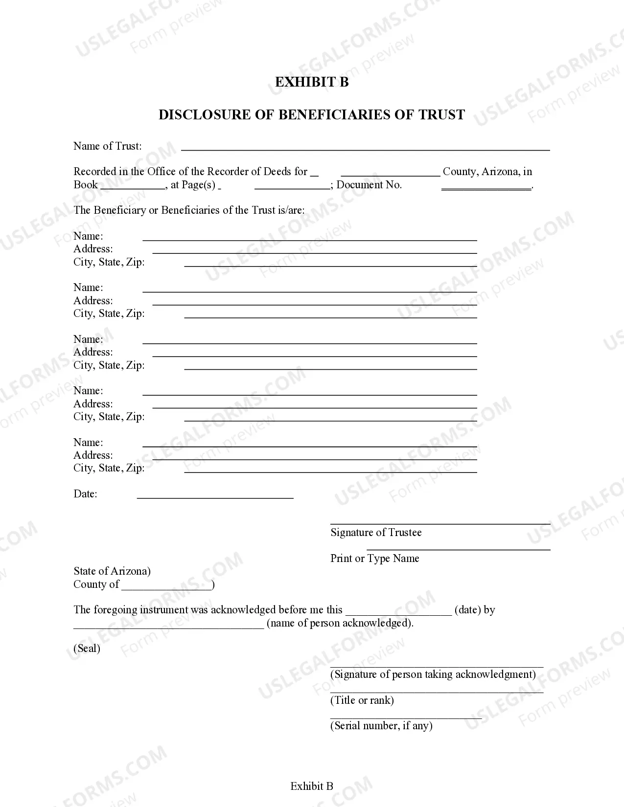 Preview Beneficiary Deed from Husband and Wife to Trust