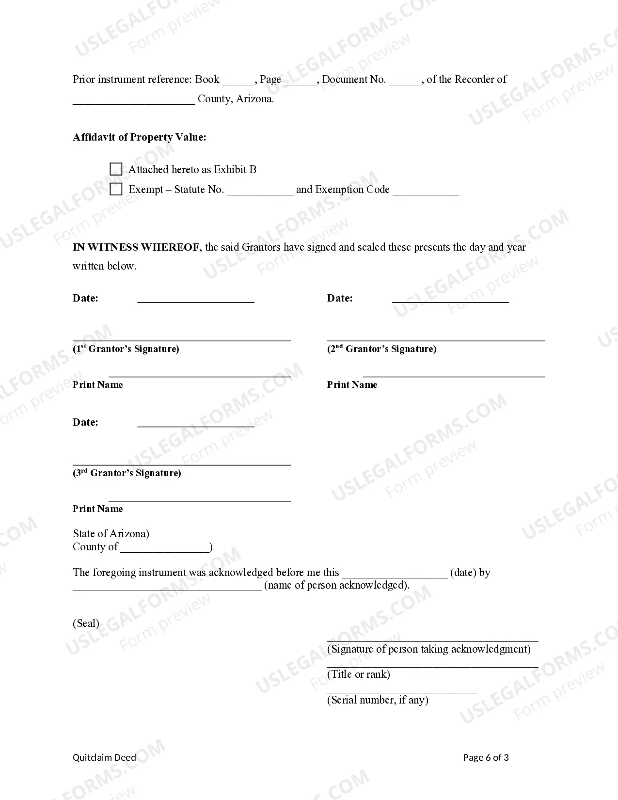 Preview Quitclaim Deed from three Individuals to two Individuals / Husband and Wife