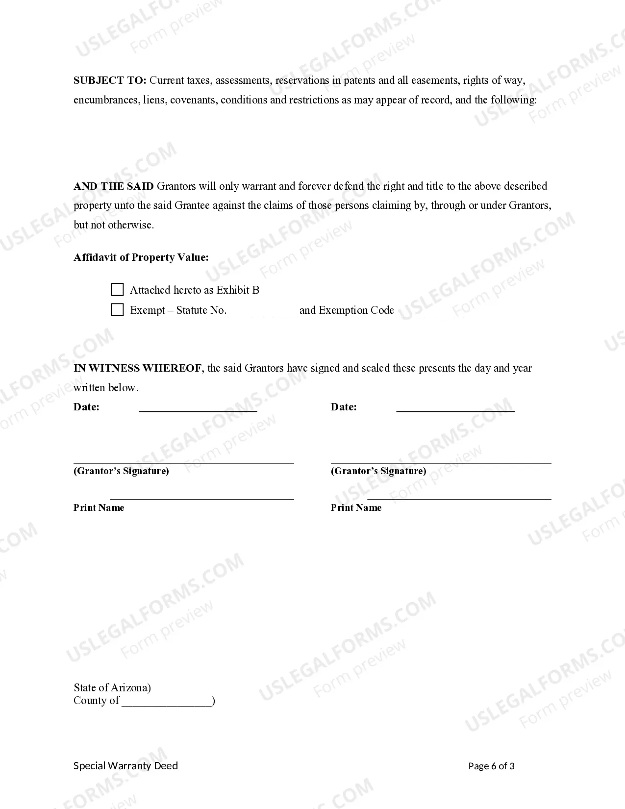 Preview Special Warranty Deed from two individuals, or husband and wife, to an individual.