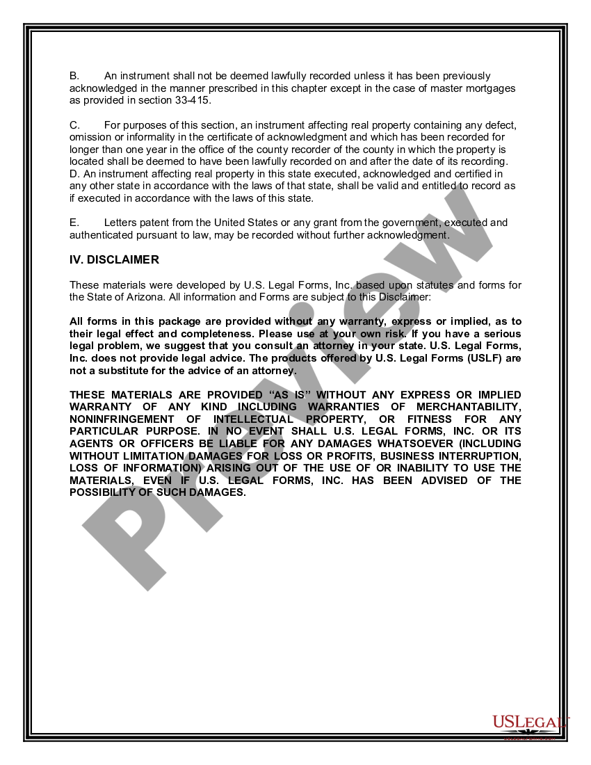 Arizona Special Warranty Deed From A Trust To A Individual Special Warranty Deed Us Legal Forms 2274