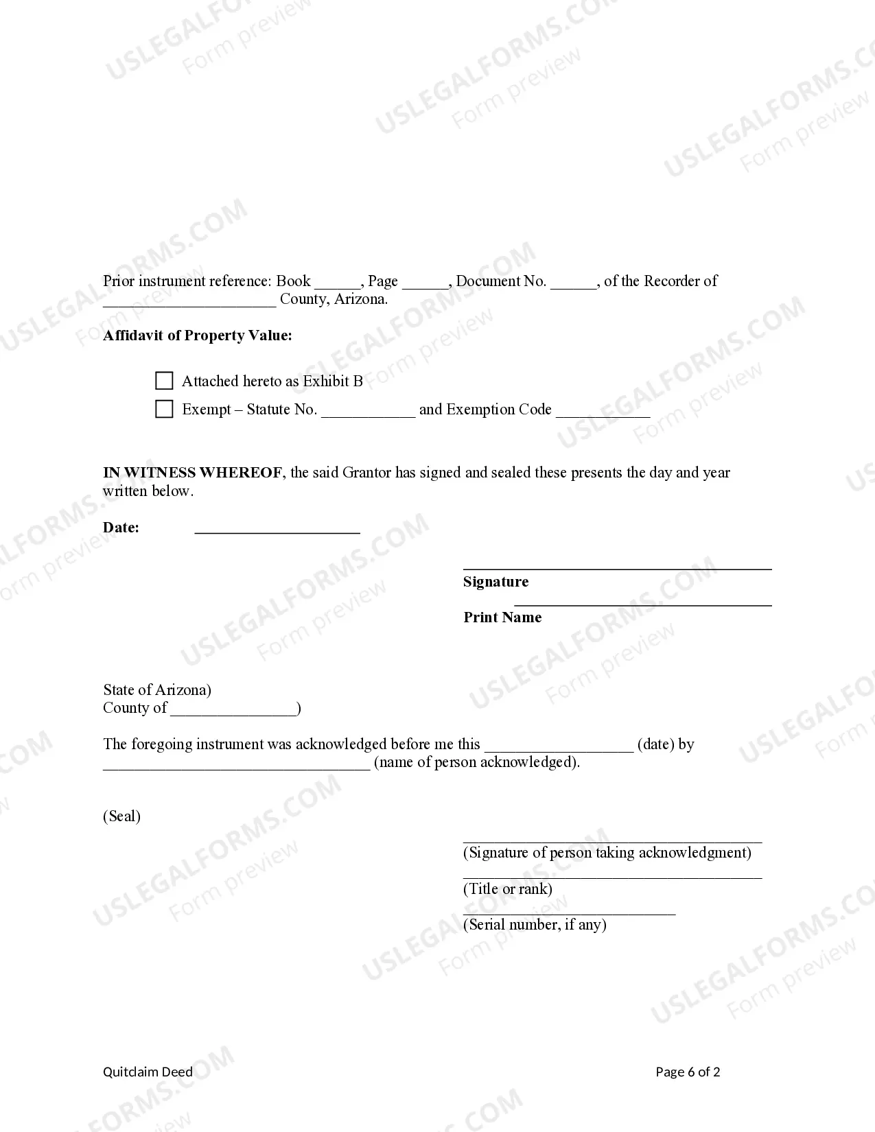 Preview Quitclaim Deed from One Individual to Five Individuals